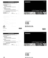 Sony 1-800-222 1-877-899 KDL-40XBR7 KDL-70XBR7 KDL-46XBR8 (61 pages) TV Operating Manual