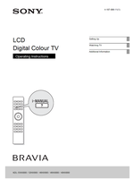 Sony KDL-55HX800 52HX900 46HX900 46HX800 40HX800 (20 pages) TV Operating Manual