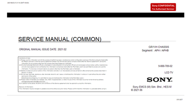 Sony GR1VH 9-888-789-02 (121 pages) TV Service Manual