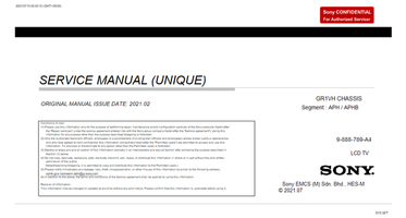 Sony GR1VH 9-888-789-A4 (143 pages) TV Service Manual
