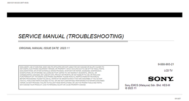 Sony 9-888-905-21 (213 pages) TV Service Manual