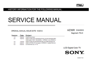 Sony AZ3SR 9-888-517-05 150 pages TV Service Manual