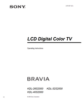 Sony KDL-26S2000 KDL-32S2000 KDL-40S2000 (44 pages) TV Operating Manual