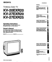 Sony KV-20EXR20 KV-27EXR20 KV-27EXR25 3-752-976-23 36 pages TV Operating Manual