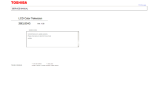 Toshiba 26EL834G 1995-2011 (42 pages) TV Service Manual