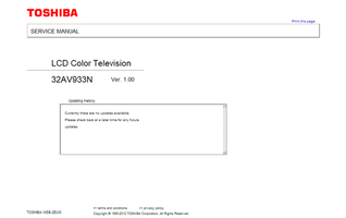 Toshiba 32AV933N 1995-2012 (55 pages) TV Service Manual