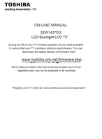 Toshiba 32W143*DG (46 pages) TV Operating Manual