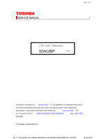 Toshiba 32WL68P (194 pages) TV Service Manual