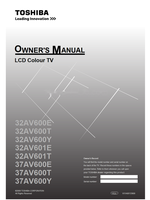 Toshiba 32AV600E 32AV600T 32AV600Y 32AV601E 32AV601T 37AV600E (36 pages) TV Operating Manual