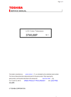 Toshiba 37WL68P (191 pages) TV Service Manuals Toshiba 37WL68P (191 pages) TV Service Manuals