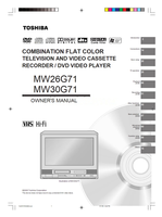 Toshiba MW26G71 MW30G71 5U30101B (84 pages) TV/DVD Combo Operating Manuals Toshiba MW26G71 MW30G71 5U30101B (84 pages) TV/DVD Combo Operating Manuals