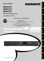 Magnavox MDR533H/F7 MDR535H/F7 MDR537H/F7 DVD Recorder (DVDR) Operating Manual