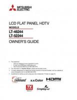 Mitsubishi LT46244 LT52244 TV Operating Manual