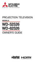 Mitsubishi WD52526 WD62526 TV Operating Manual