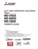 Mitsubishi WD57833 WD65833 WD73833 TV Operating Manual