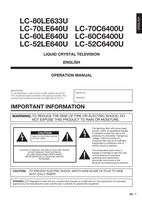 Sharp LC52C6400U LC52LE640U LC60C6400U TV Operating Manual