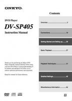 Onkyo DVSP405 DVD Player Operating Manual
