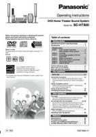 Panasonic SAHT920 SCHT920 DVD Player Operating Manual