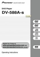 Pioneer DV588A DV588AS DVD Player Operating Manual