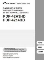 Pioneer PDP4214HD PDP42A3HD Audio System Operating Manual