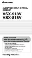 Pioneer VSX818V VSX918V Audio/Video Receiver Operating Manual