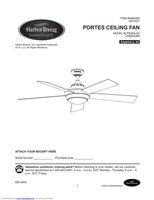 Harbor Breeze LP8293LBN Portes Ceiling Fan Ceiling Fan Operating Manual