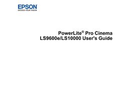 Epson PowerLite Pro Cinema LS10000 Projector Operating Manual