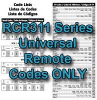 RCA RCR311 Series Codes OnlyOM Universal Remote Control Operating Manual