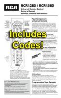 RCA RCR4383 & CodesOM Universal Remote Control Operating Manual