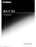 Yamaha RXV765 Audio/Video Receiver Operating Manual