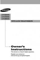 Samsung LNS2641 LNS3241 LNS4041 TV Operating Manual