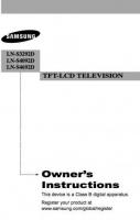 Samsung LNS3292 LNS4092 LNS4692 TV Operating Manual