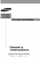 Samsung HLS6187WX/XAA LNT1953H LNT1953HX/XAA TV Operating Manual