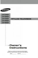 Samsung HL67A510J1FXZA LNT2342H LNT3242H TV Operating Manual