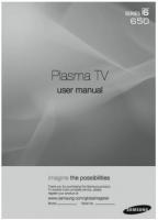 Samsung PN50A650T1FXZA PN50A650T1FXZC PN58A650T1FXZA TV Operating Manual