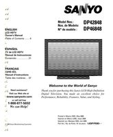 Sanyo DP42848 DP46848 TV Operating Manual