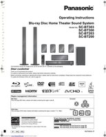 Panasonic SABT300 Home Theater System Operating Manual