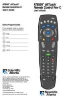 Scientific Atlanta ATT8550OM Universal Remote Control Operating Manual