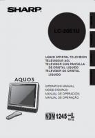 Sharp LC20E1U TV Operating Manual