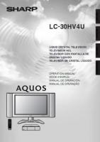 Sharp LC30HV4U TV Operating Manual
