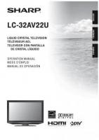 SHARP LC32AV22UOM Consumer Electronics Operating Manuals SHARP LC32AV22UOM Consumer Electronics Operating Manuals