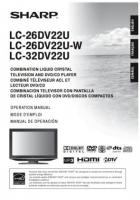 Sharp LC26DV22U LC26DV22UW LC32DV22U TV/DVD Combo Operating Manual