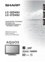 Sharp LC37D43U TV Operating Manual