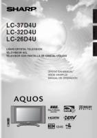 Sharp LC37D4UOM TV Operating Manual