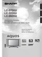 Sharp LC26D5U LC32D5U LC37D5U TV Operating Manual