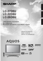 Sharp LC26D6U LC32D6U LC37D6U TV Operating Manual