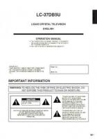 Sharp LC37DB5U TV Operating Manual