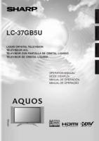 Sharp LC37GB5U TV Operating Manual