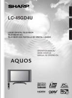 Sharp LC45GD4U TV Operating Manual
