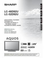 Sharp LC52D92U TV Operating Manual